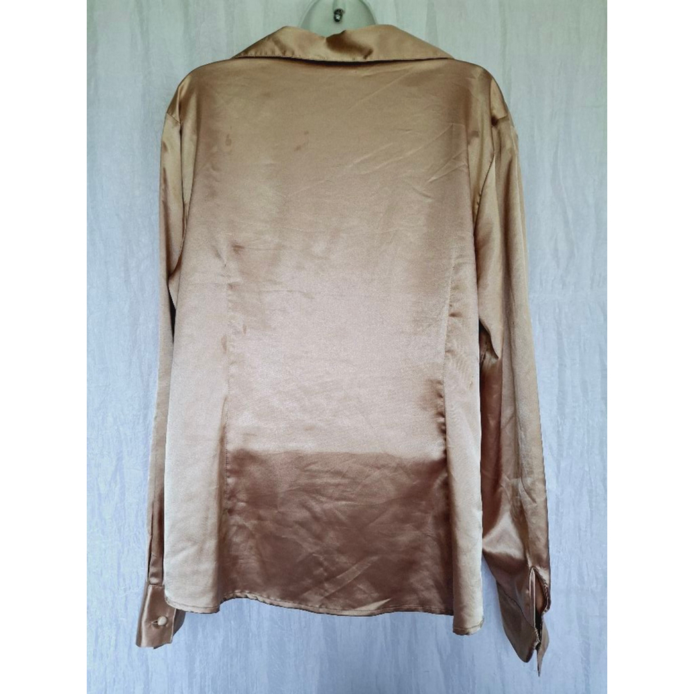 Women's Cato Blouse - XL - Gold Holiday button front silky soft disco career - Picture 2 of 4